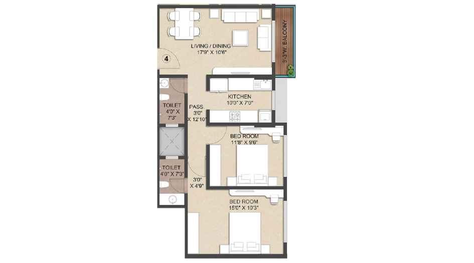 Platinum-Oceanic-Floor-Plan-2-BHK